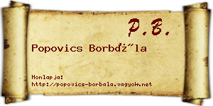 Popovics Borbála névjegykártya